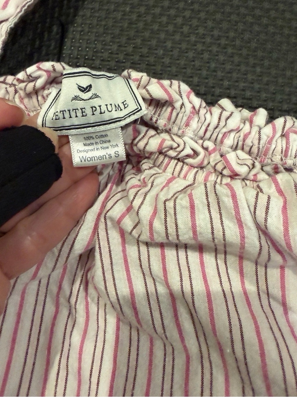 Petite Plume Women's Pink & White Striped Cotton Pajama Bottoms